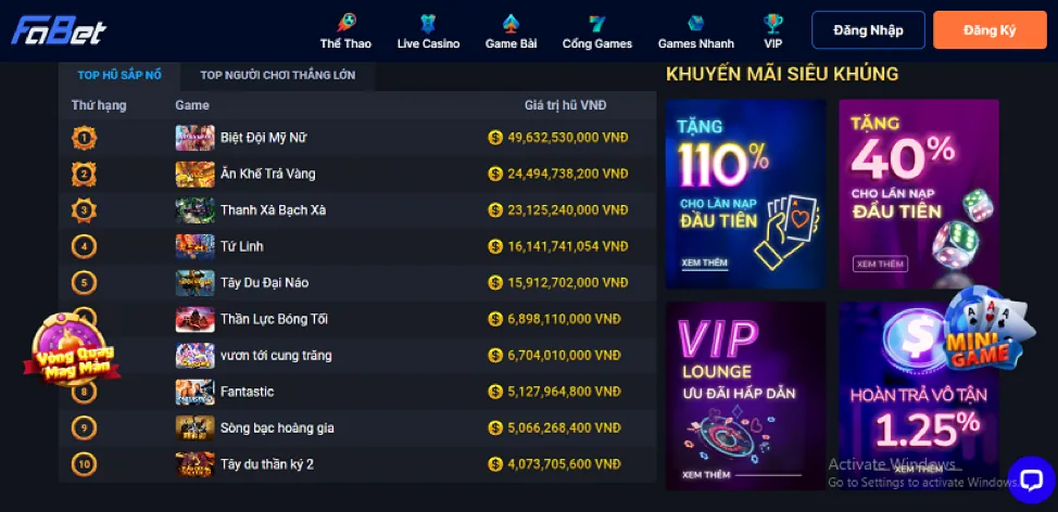Bước 2 chọn phương thức nạp tiền 78king